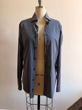 Men's Aqua & Cotton Barcelona Printed Button Down Shirt Size S